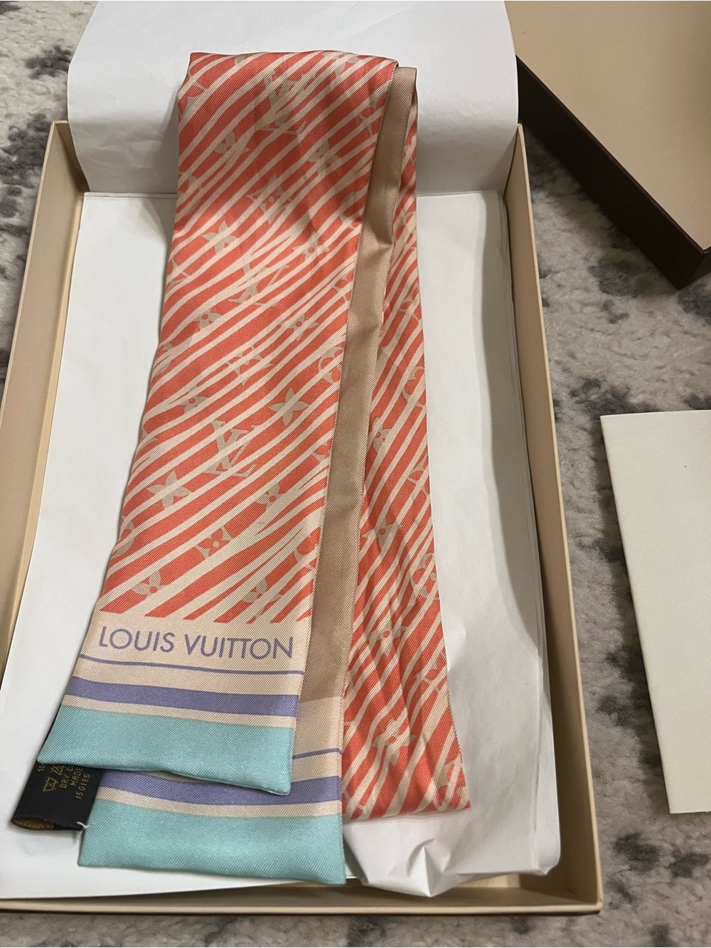 Louis Vuitton Coral, Mint & Lavender Silk Scarf